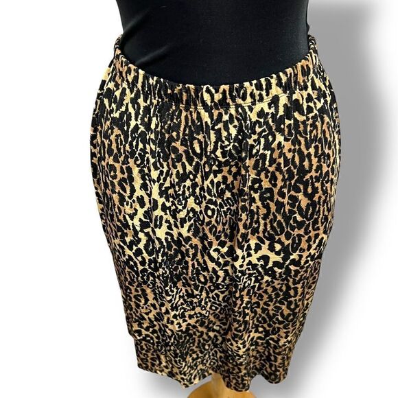 NWOT vintage AB Studio knee length animal print skirt. Stretchy. Sz LIKE L - Picture 3 of 9